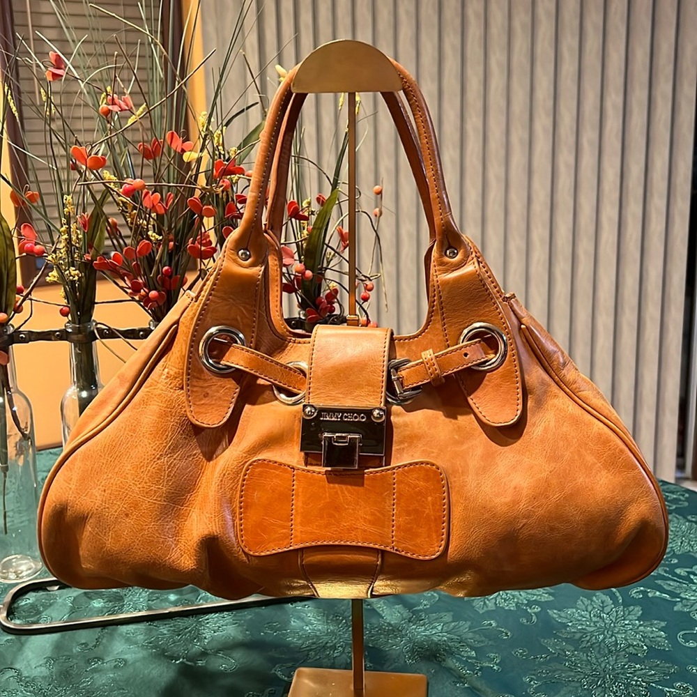 EUC!  Jimmy choo baguette tan shoulder bag